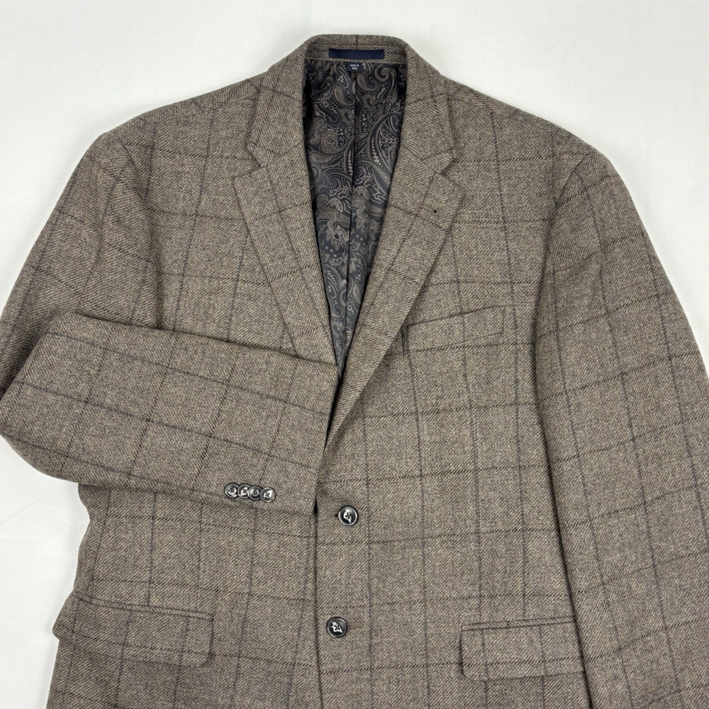 JoS. A. Bank 1905 Wool Glen Plaid Tweed Sport Coat 40S Brown/Gray Paisley Lined